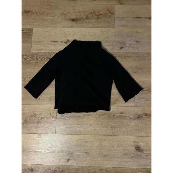 Frank & Eileen Mens Black Cropped Sweater Side Zipper Size Small Full Zip - Picture 2 of 4